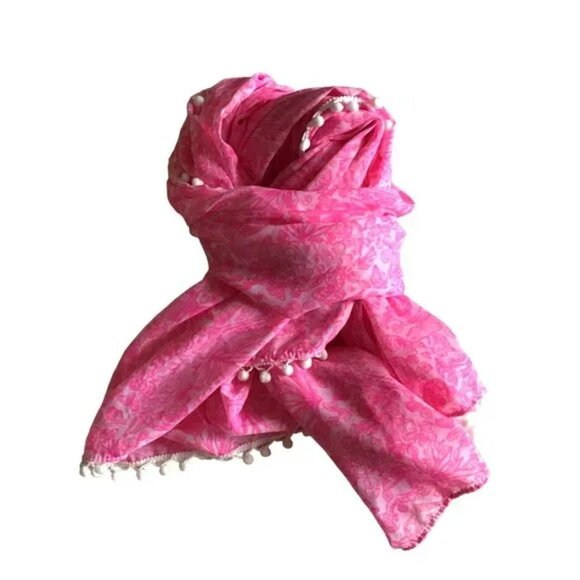 Lilly Pullitzer x Target See Ya Later Pom Pom Scarf - Picture 3 of 9